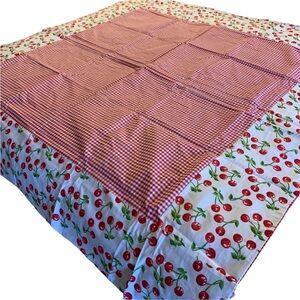 ANTHROPOLOGIE American Hostess Square Cherry Print Tablecloth